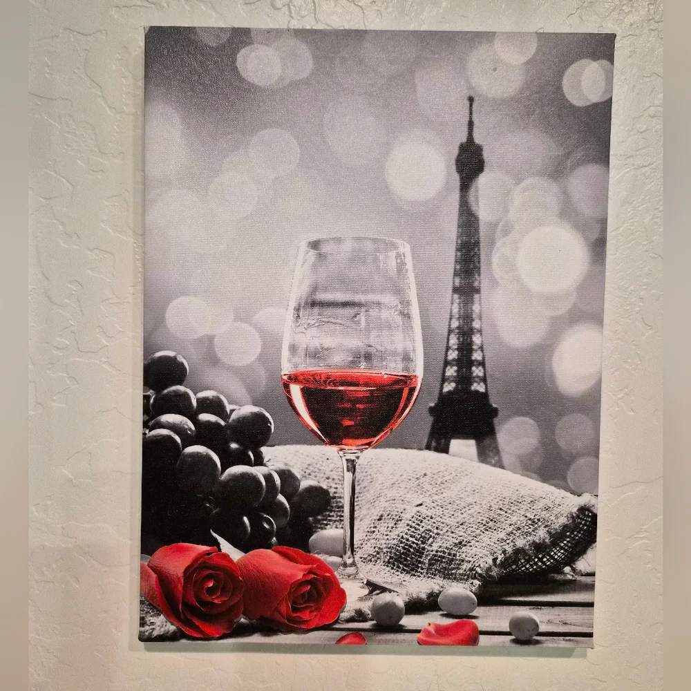 Red Wine and Roses Wall Art Set of 3